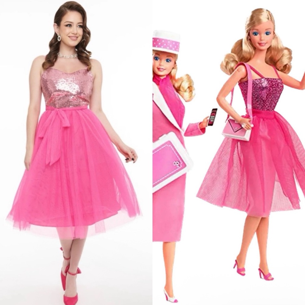 🩷PRICE FIRM🩷Unique Vintage Barbie Pink Sequin Dress